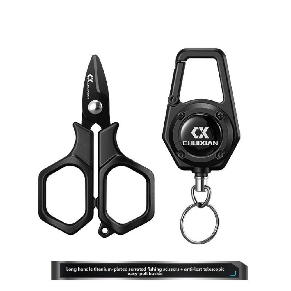 Titanium Plated Fishing Scissors Portable Design Stainless Steel Portable Scissors PE Line Cutting Hanging Strings