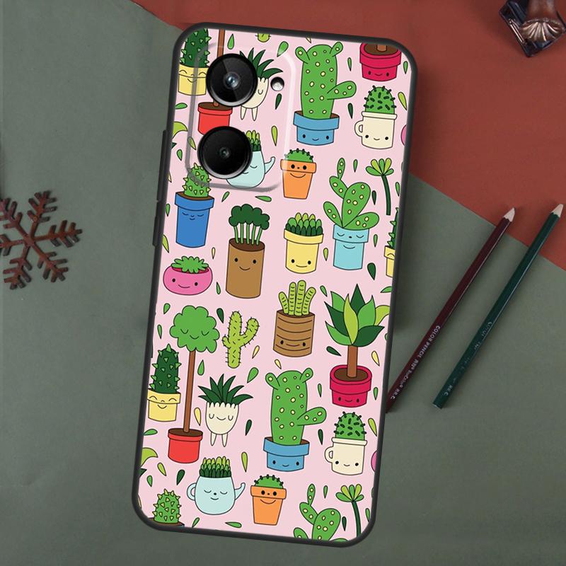 Cactus Succulent Case For Realme C75 C65 C67 C71 C63 C61 C55 C51 C53 C35 11 12 13 14 15 Pro Plus GT6 GT7 Pro