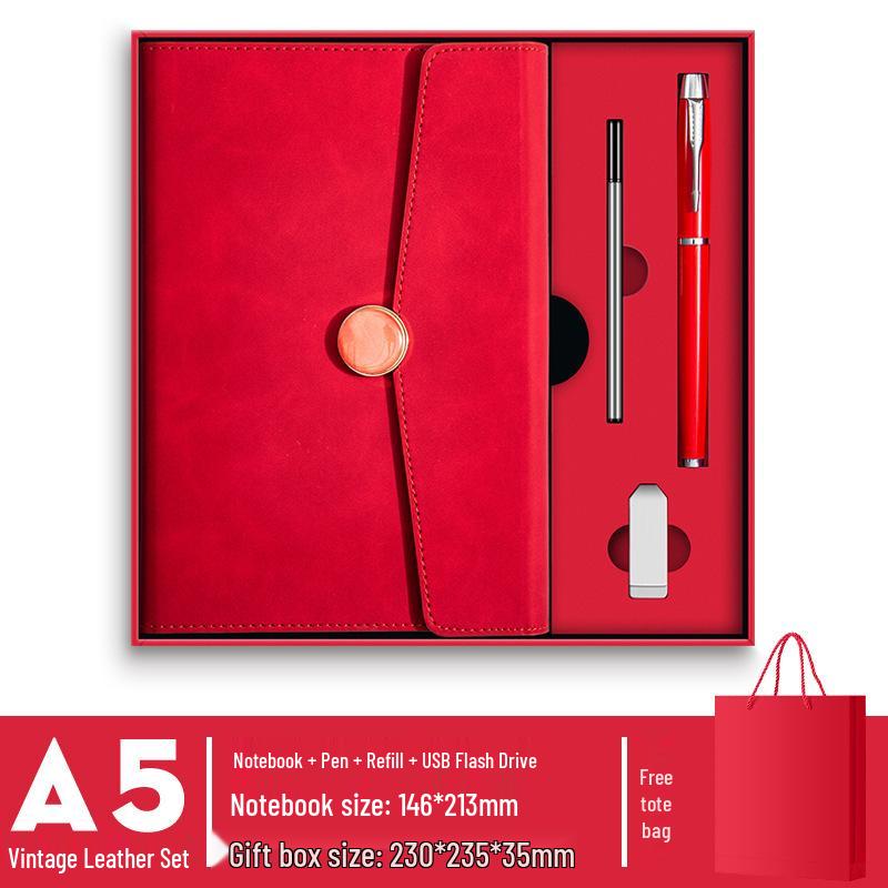 In-Stock A5 Notebook: Business Gift with Thickened Soft Leather, High-Appearance Design, Buckle Closure, and Gift Box