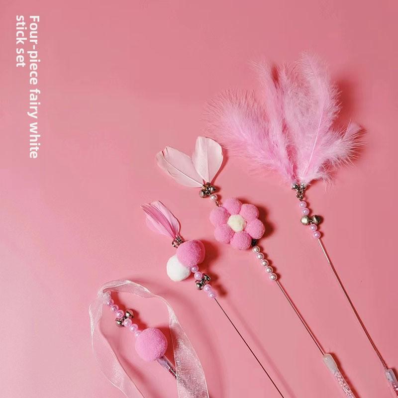 Feenkatzenspielzeug, Langlebige Federglocke, Langer Stab, Katzenspielzeug, Selbstunterhaltendes und Langweiliges Magisches Werkzeug für Katzen