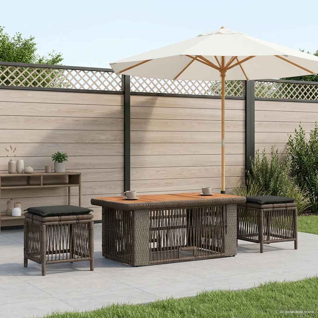 Garden Dining Set 4 pcs Grey and Dark Grey Poly Rattan