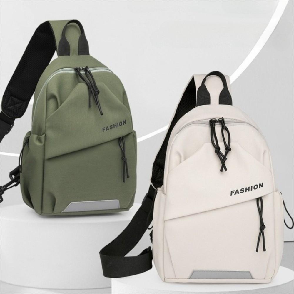 Solid Color Shoulder Crossbody Bag Multifunctional Sports Knapsack Cool Nylon Chest Bag  Male