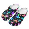 White EVA Clogs with Moon Galaxy Print, Lightweight Slip On Garden Shoes, Breathable Beach Sandals, Indoor Outdoor Slippers for Men Women