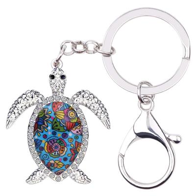 WEVENI Enamel Alloy Turtle Keychain, Sea Animal Key Ring, Gift for Women and Girls, Bag, Car, Wallet, US Size: 38mm X 34mm