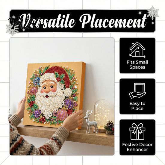 Christmas Craft Supplies for Beginners Faux Pearl Art Kit, DIY Santa Tree Painting Creative Home Decorations 3D Holiday Wall Decor Kit Adults,