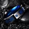 Fashion 8mm Celtic Men Stainless Steel Ring Inlaid Red Blue Zircon Stone Dragon Rings For Men, Carbon Fibre Rings Wedding Band