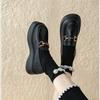 Leather Platform Shoes Women's Spring and Autumn New Versatile Muffin Single Shoes Black Small Leather Shoes Women