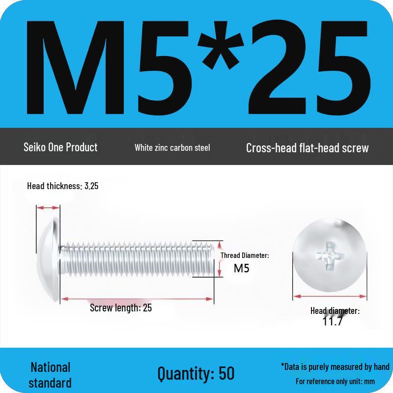 White Zinc M3-M6 Phillips Flat Head, Pan Head, and Mushroom Head Machine Screws