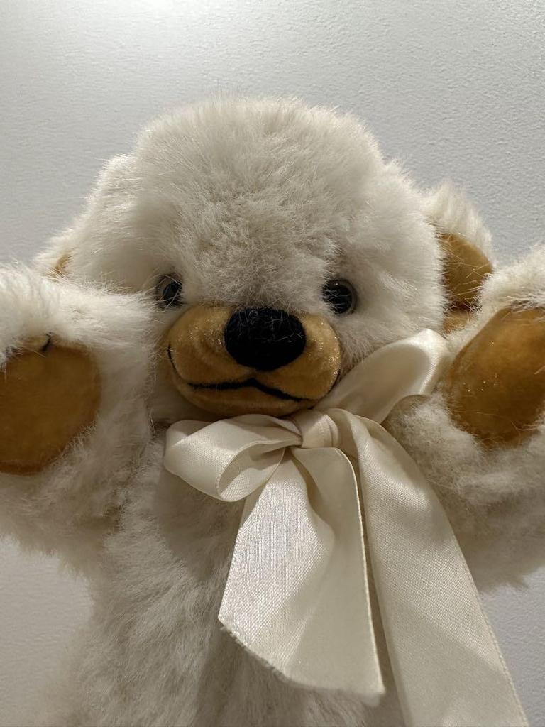 [USED] Vintage Cheeky White Nylon Stuffed Antique Teddy Bear