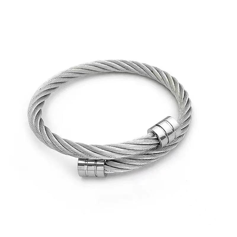 Hip Hop Stainless Steel Men Bangle Bracelet Titanium Adjustable Open Cuff Charm Bangle Jewelry Punk Jewelry
