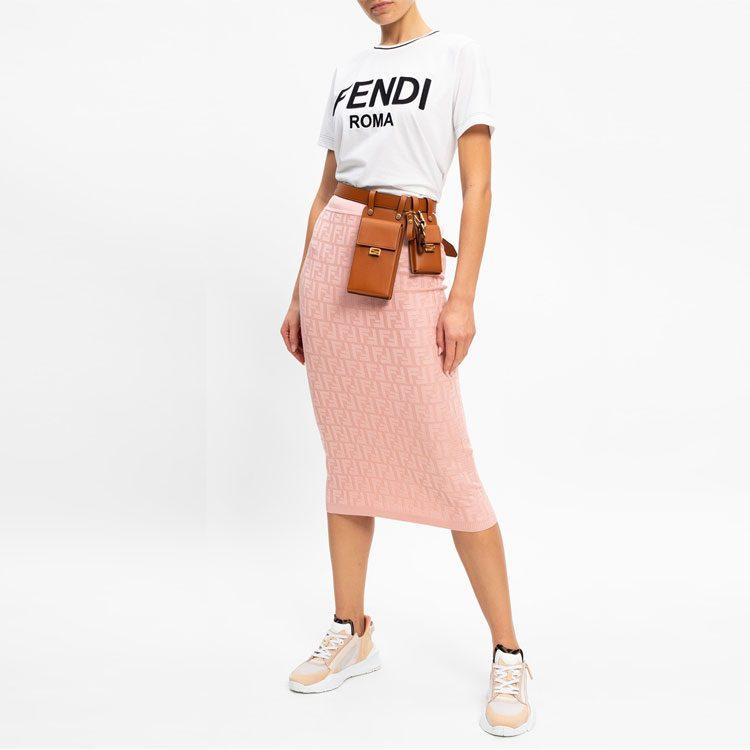Fendi T Shirts Women's White Crew Neck Moderate Straight Fit FS7254AC6BF0ZNM