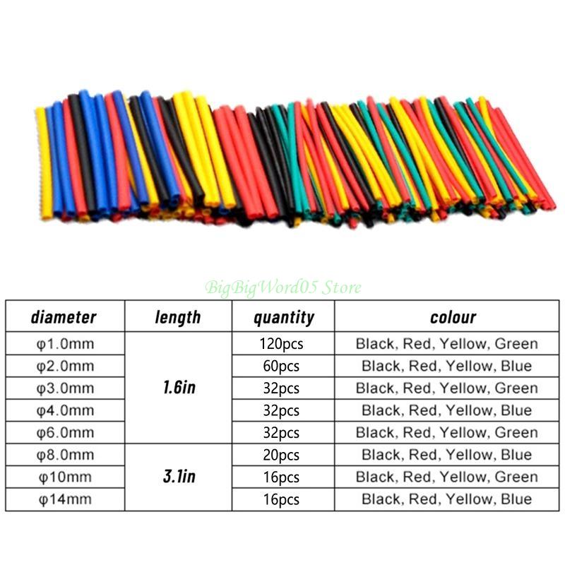 24TE 328 Pieces Electric Insulation Heat-Shrink Tube Wire Shrink Wraps Assortment Eco-Friendly Material Easy to Use