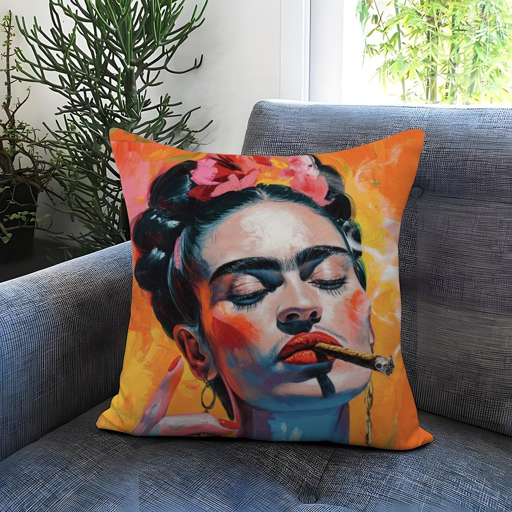 F-Frida K-Kahlo Painting Art Cushion Cover Comfortable Reversible Pillow Cover Ideal for Car Sofa Bedroom & Beyond
