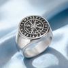 Dawapara Inel Runic Nordic Busolă Vegvisir Scandinavia Talisman de Protecție Inel pentru Bărbați din Oțel Inoxidabil