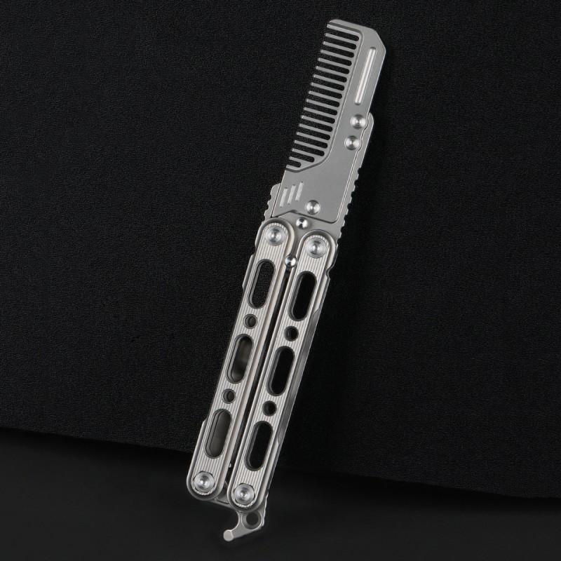 TC4 Titanium alloy Butterfly comb fold handmade knife beginner Unblocked blade butterfly training knife