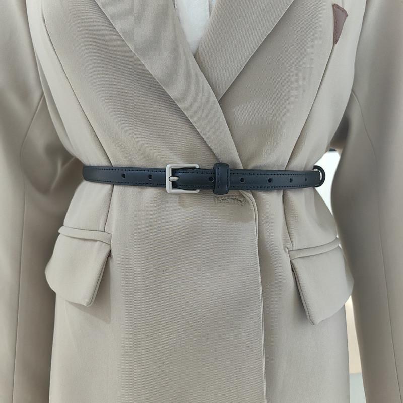 Buckle Solid Square Color Leather Thin Waist Belts Fashionable Gifts Casual