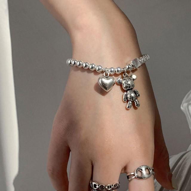 Summer 2022 Heart Bear Beaded Bracelet for Women – Elastic Niche Design Jewelry