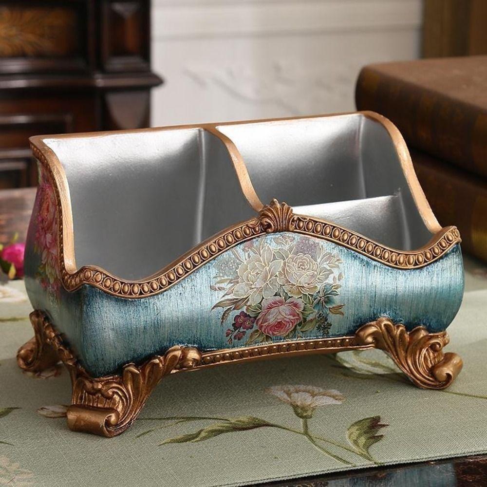 Resin Remote Control Box 3 Compartment Desktop Storage Box Remote Control Holder  Coffee Table