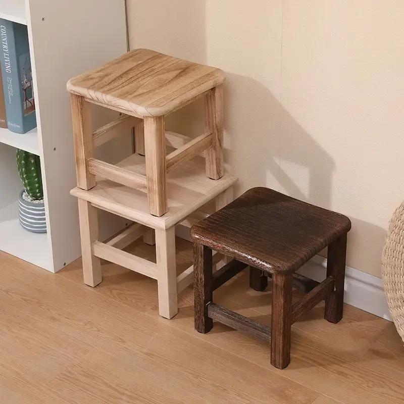 Solid Wood Square Stool with Storage Drawer Sofa Bedside Low Table Change Shoes Bench for Entrance Hallway Ottoman Cabinet