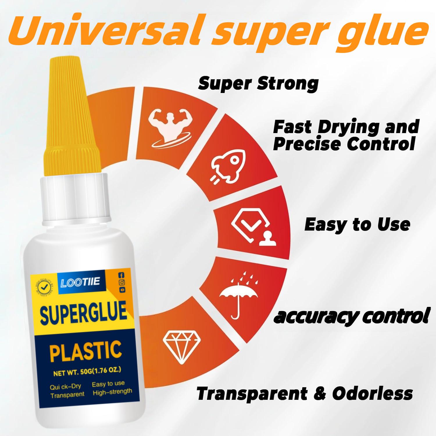 

50g (1.76oz) Super Glue - Strong Multi-Purpose Instant Adhesive for Plastic, Glass, Ceramic, Metal, Wood, DIY Repair, Fast Dryin