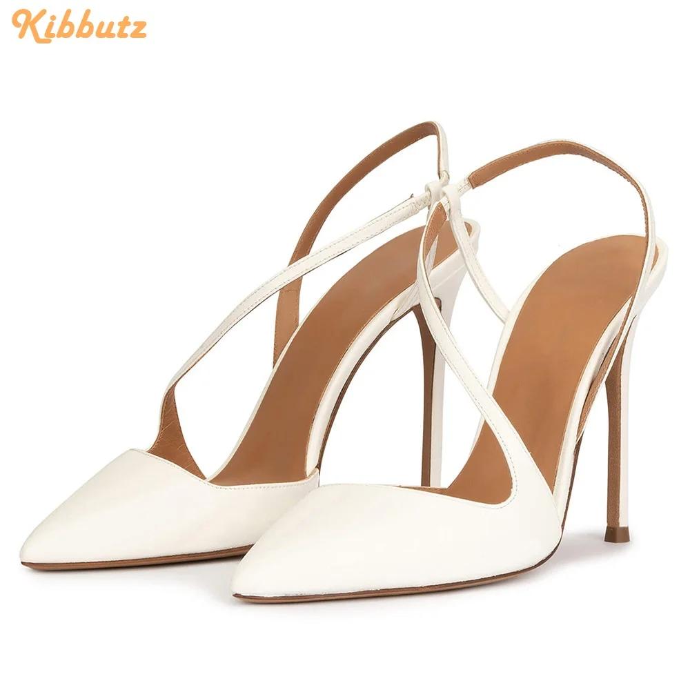 Fashion Solid Color PU Cross Back Strap Sandals Women Fashion Summer Shine Leather Pumps Slip on Pointed Toe Stiletto Heels Sandals
