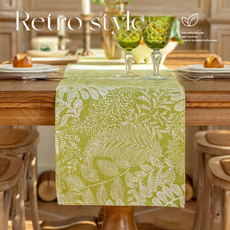 Tasse Table Runner Vintage Printed Pastoral Style Placemat Sideboard Cabinet Dust Cover Room Dining for Home Party Table Decor