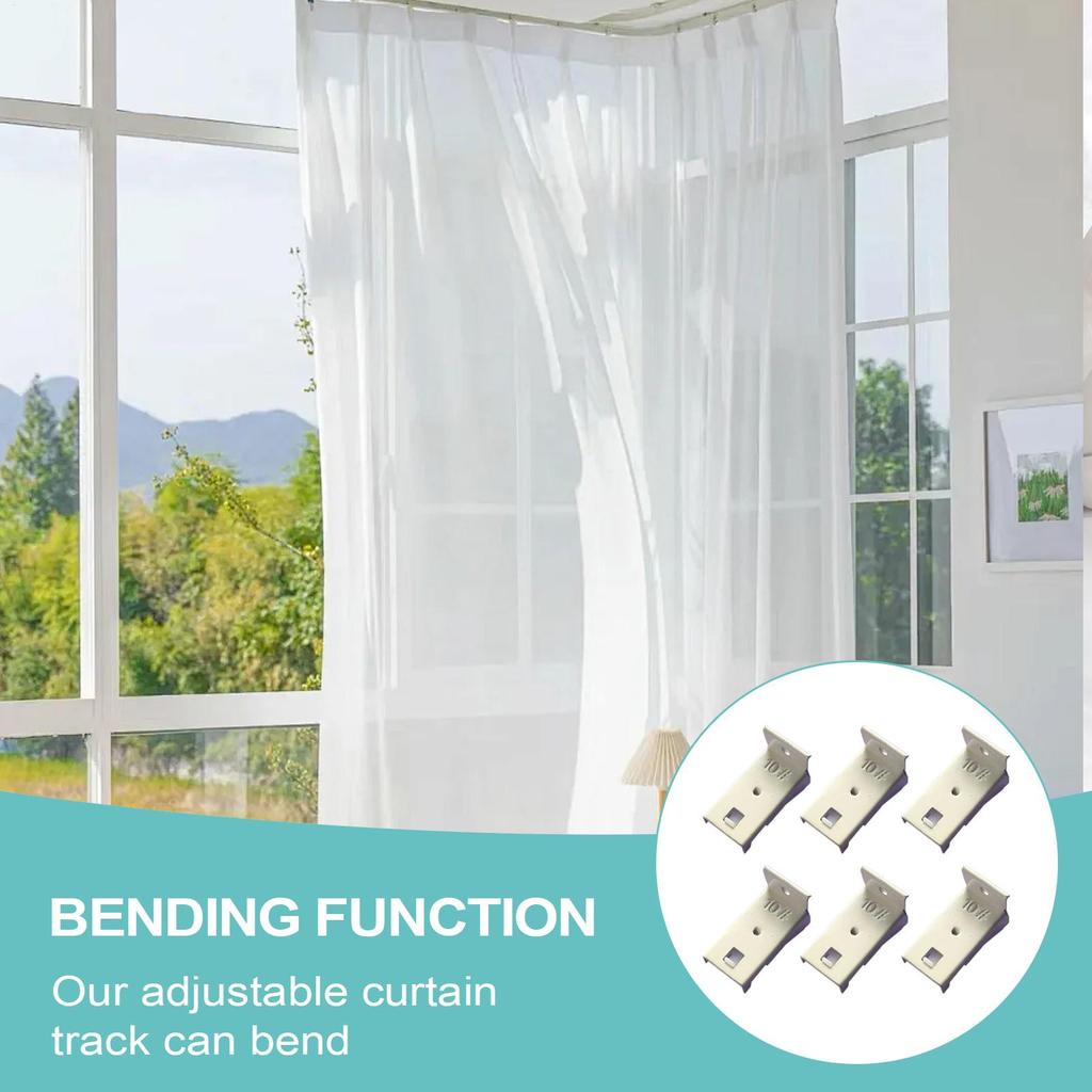 Curtains Rails Ceiling Mount 6 Piece Ceiling Track For Curtains Heavy-Duty Bracket Fittings Connection Mounting System For Hotel