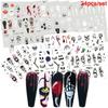Hot Selling Nail Art Stickers Ins Halloween Skull Funny Pumpkin Bat Nail Water Sticker Nail