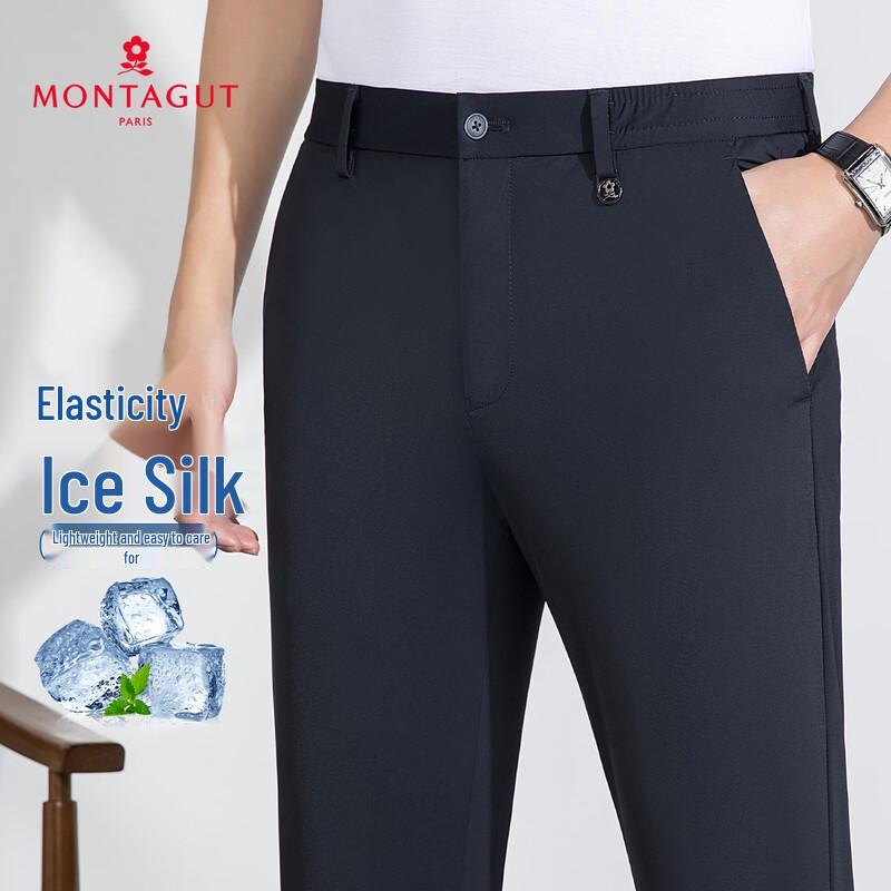 MONTAGUT Men s High-Elastic Cool Straight-Leg Casual Pants 35
