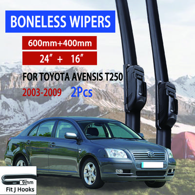 Per Toyota Avensis T250 2003-2009 Tergicristalli Auto Tipo U Gomma Morbida Senza Telaio Senza Staffa Tergicristalli Auto 24"+16"