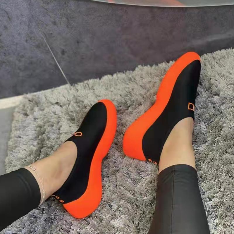 Fashion Neon Color Slip-On Shoes Women Summer Stretch Fabric Sneaker Sporty Flat Loafers Light Weight Comfortable Walking Tennis Female