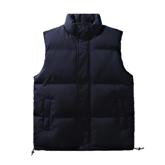 Men Down Waistcoat With Pockets Stand Collar Sleeveless Zipper Closure Autumn Winter