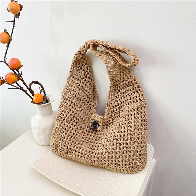 

Woven straw bag women s large-capacity new spring and summer bucket shoulder shopping bag lazy wind beach bag хакі