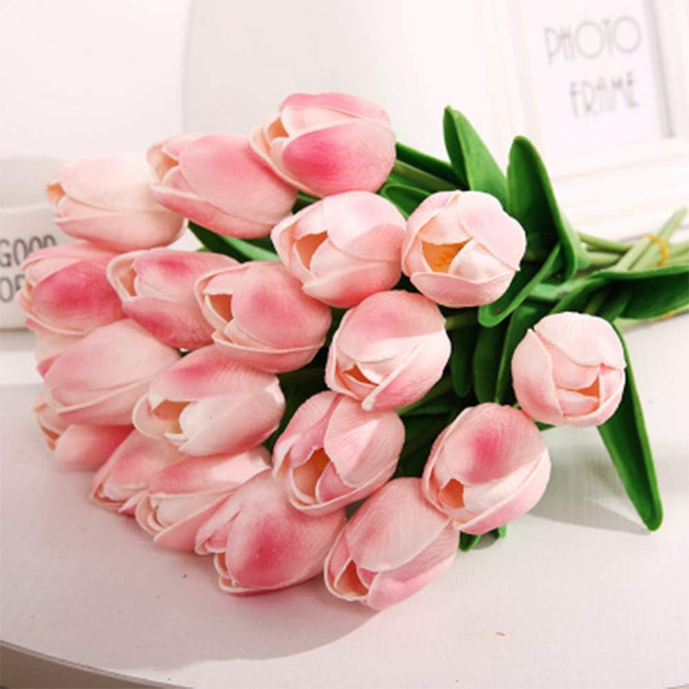 30 Pcs Artificial Tulip Flower Mini Real Touch Fake Flowers Wedding Bouquet Home Decorations for Mother Wife Girlfriend