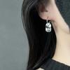 Diamond Round Square Sequined Earrings, Simple and Cold Style Temperament Earrings, Light Luxury and High-end Niche Earrings