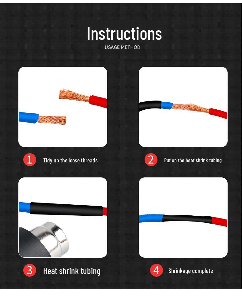 Black Double-Wall Heat Shrink Tubing - 3x Shrinkage, Thickened Insulation Sleeve, Large Diameter