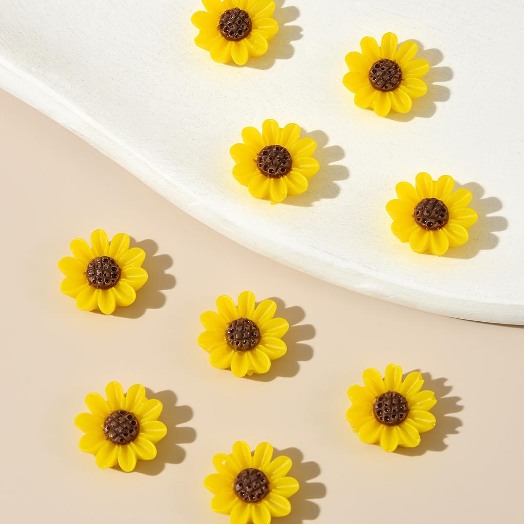 Vibrant Mixed Resin Mini Sunflower Flat Back Flower Figurines for Nail Art,Wedding DIY, Scrapbooking,Jewelry Crafts,Accessories