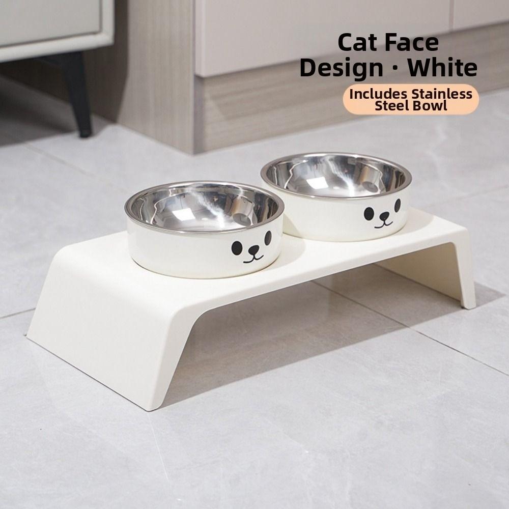 Anti-flip Cat Food Water Bowl Double Bowls Pet Water Feeder Container  Wet Dry Food
