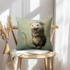 1 Stück Skurriler Lachender Opossum Kissenbezug, Polyester 2D Beidseitiger Druck, Niedliches Opossum Aquarell Design, Gemütliches Kinderzimmer Zuhause Ac