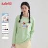 Baleno Women's Pure Cotton Long-Sleeve T-Shirt with Bow Puppy Print