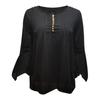 Women Summer Casual Color Button Flared Sleeves T-shirt Top Blouse