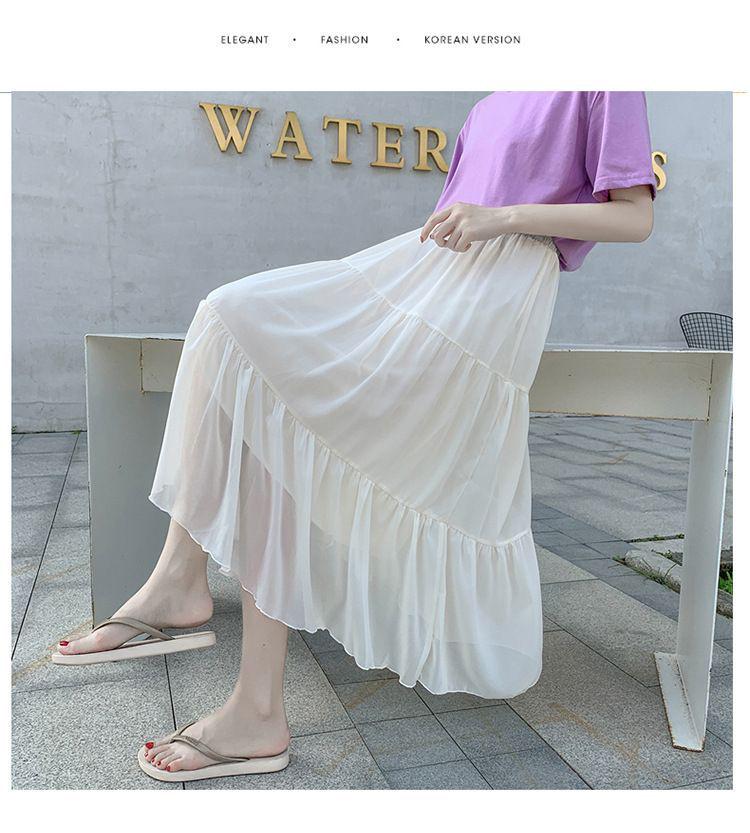 Women's Black High-Waist Pleated A-Line Midi Skirt - Versatile, Casual & Hip-Hiding