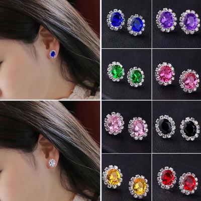 Fashion Women Lady Elegant Rhinestone Flower Ear Stud Earrings Gift Jewelry