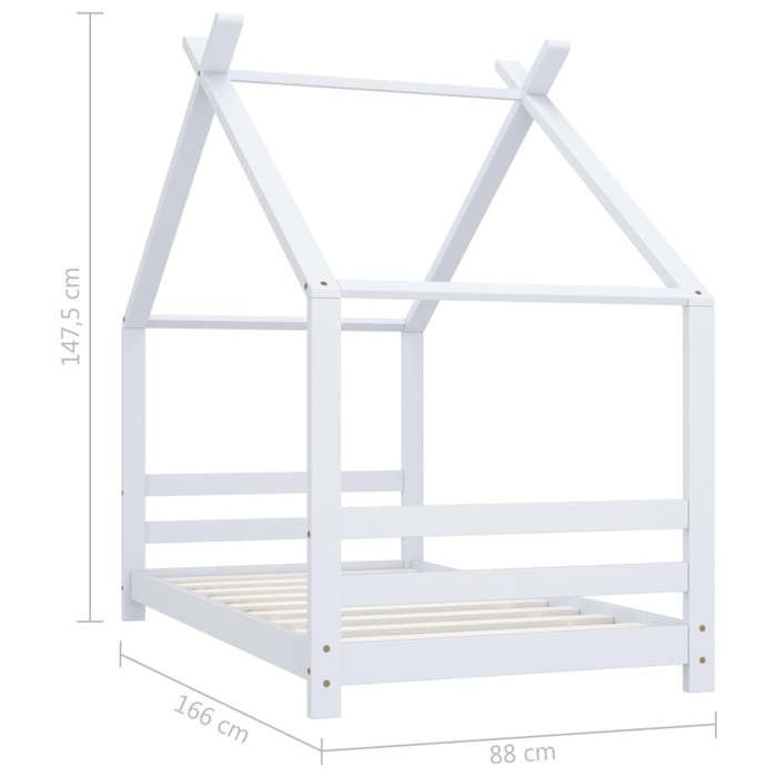 VidaXL Cadre de Lit d'enfant Sommier à Lattes Cadre à Lattes Meuble de Chambre à Coucher Maison Intérieur Blanc 80x160 cm 289611