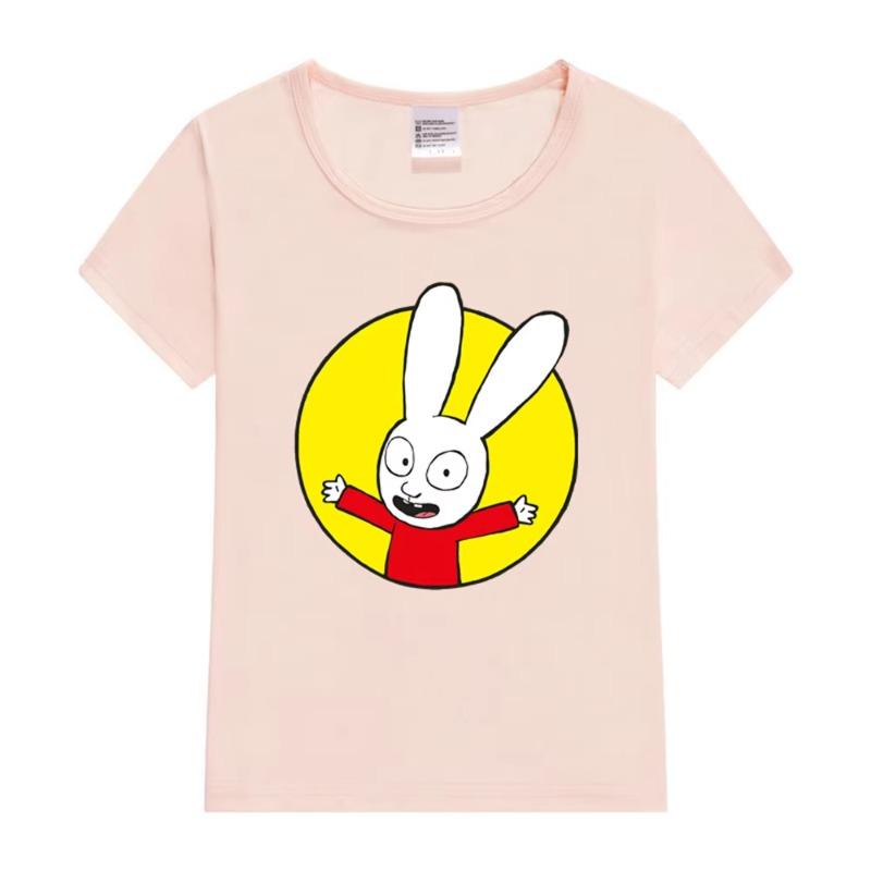 

Simon Kids Children s T-shirt Rabbit Printed T-shirt Summer Boys and Girls Top Cute Summer 2025 Children s Fashion T-shirt 110