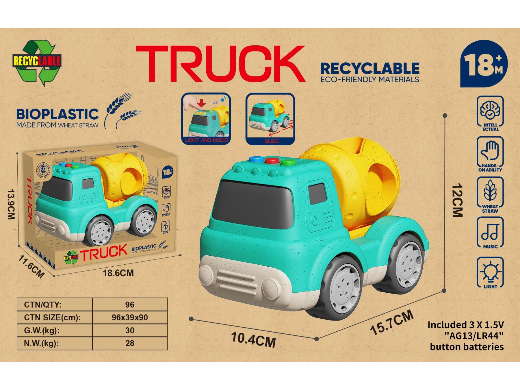 Eco-Friendly Children s Excavator Toy with Sound & Light - Made from Degradable Wheat Straw