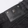 CHROME HEARTS Herren Schwarze Denim Shorts mit Weißen Kreuz-Aufnähern Baggy Streetwear Jorts