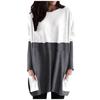 Women Fashion Casual Long Sleeve Patchwork Pockets Loose Tops Blouse