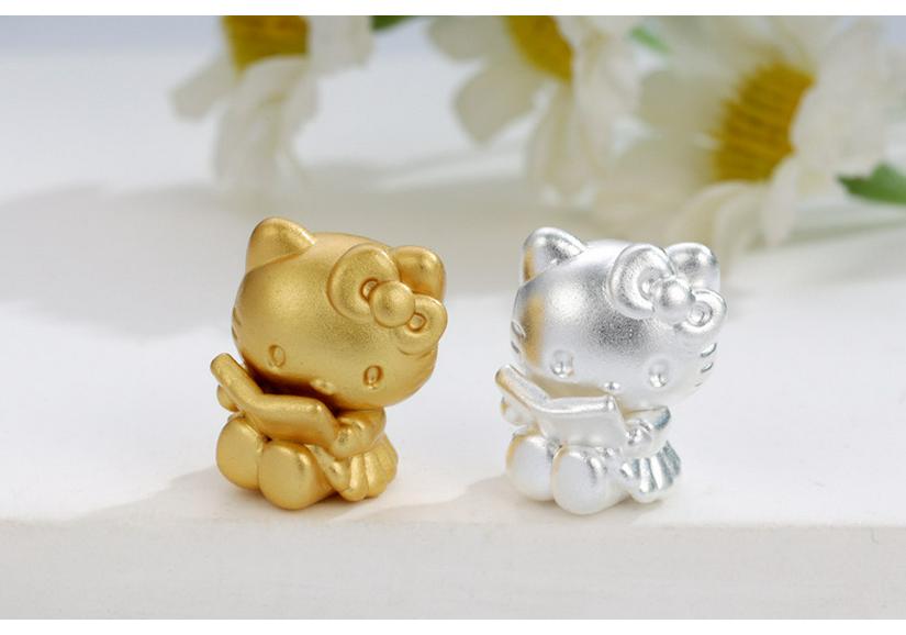 Sterling Silver 999 Cartoon Cinnamoroll and Kuromi Beaded Rope DIY Cute Loose Beads Accessories