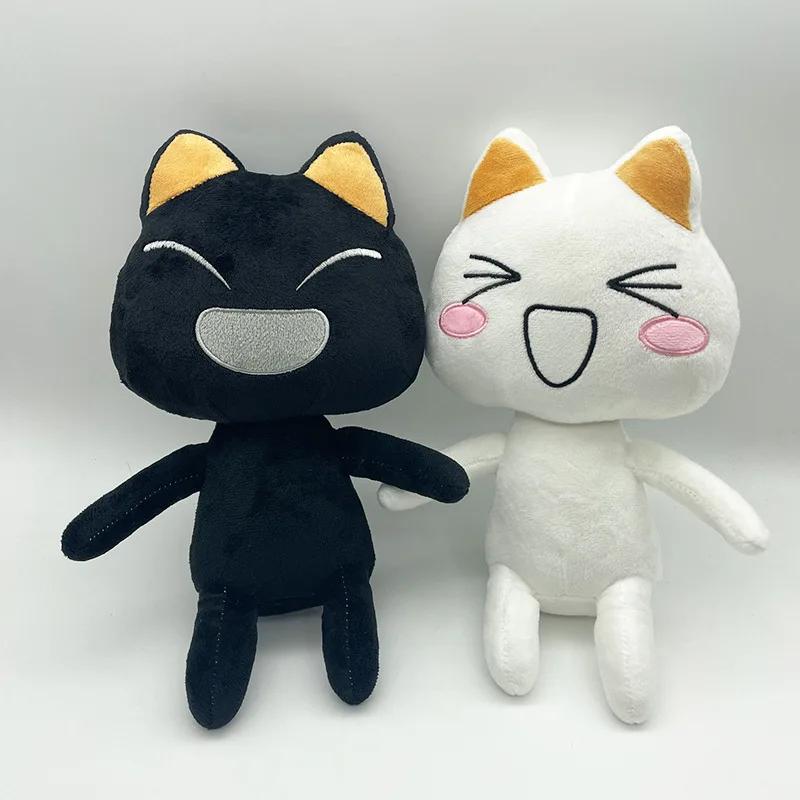 New Cat Plush Anime Game Doll Stuffed Kittens Plushie Cartoon Couple Black and White Cats Decor Gift Toys for Kids